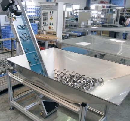 transportinstallaties, afvoer met trechter in productielijn, voordelen van transportsystemen